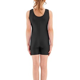 P&R DANCEWEAR LTD Round Neck One Piece Short Tank Bodysuit Tops, Sleeveless Bodycon Jumpsuit, Perfect for Yoga, Dance, Fitness, Gymnastics, Swimming Black 7-8 years