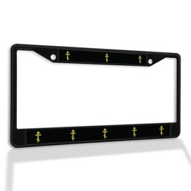 Fastasticdeals Metal Insert License Plate Frame Russian Orthodox Cross Weatherproof Car Accessories Black 2 Holes Solid Insert