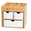 Bamboo 3-Drawer Makeup Organizer, Mortise & Tenon Vanity Box Desk