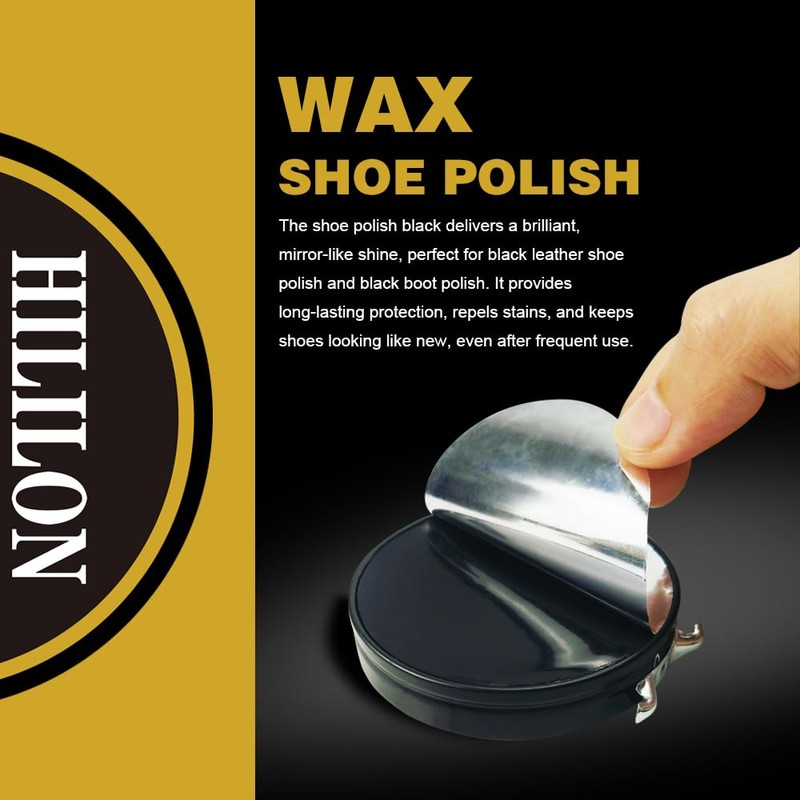 HILILON Black Shoe Polish 1.75oz 50ml Premium Leather Boot Polish,