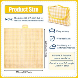 Outdoor Picnic Blankets,80" x80" Foldable Lightweight Waterproof Sand Mat,Beach Blanket for Camping, Hiking, Traveling, Picnics and Moisture Resistant Fabric Lawn Spring Mat (Yellow)