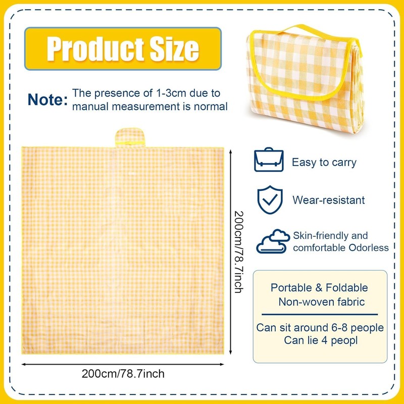 Outdoor Picnic Blankets,80" x80" Foldable Lightweight Waterproof Sand Mat,Beach Blanket