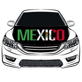 Mexico Oversized Car Hood Cover 3.3X5FT/6X7FT100% Polyester Elastic Fabrics Can be Washed Suitable for large SUV and Pickup Trucks (3.3X5FT)