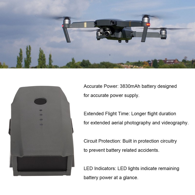 Drone Battery Dark Grey Flight Battery 11.4V 3830mAh 4 LED