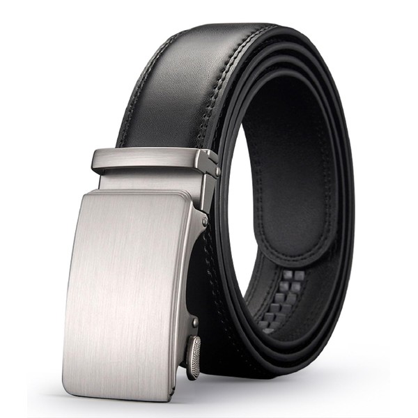 Acewin Men's Leather Belt, Automatic Work Belt, Adjustable, Width 35