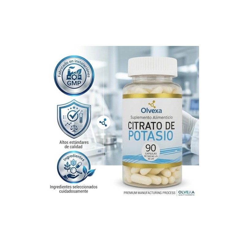 Citrato Potasio 500 Suplemento Calambres Musculares Balance Electrolítico Hidratación Alta