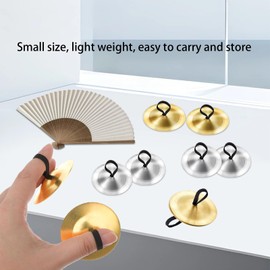 8Pcs Finger Cymbals for Belly Dance, 2.1 Inch Mini Hand Cymbals Musical Instrument Symbol, Brass Iron Finger Dancing Finger Zills for Adults Dancer Evening Party, Gold & Silver