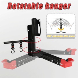 Benustra Swivel Bike Wall Mount, Garage Bike Rack Wall Mount, Vertical Bike Wall Hangers Stretchable with Two Storage Hooks, Bike Hangers for Garage Space Saving Home Bike Storage Solution