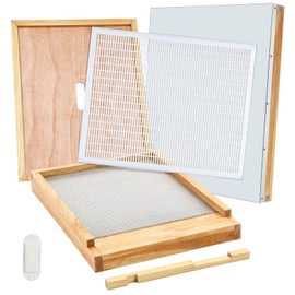 Geelin 6 Pcs Beehive Parts Kit for 10 Frame Bee Hive Includes Telescoping Top Cover Oval Bee Escape Inner Cover Hive Screened Bottom Board Entrance Reducer and Queen Excluder, Dipped in Beeswax