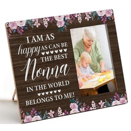 Floral Nana Wood Picture Frame Rustic the Best Nonna in the World Wooden Photo Frame for Tabletop or Wall Display (for 4x6 Photo), Grandma Grandmother Gift