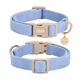 Faleela Dog Collar - Cute & Comfy Cotton Pet Collar, Adjustable Lightweight Design with Quick-Release Buckle, for Small, Medium & Large Dogs - Multiple Styles Available (Medium, Blue)