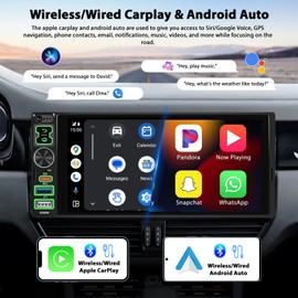 Inefala 6.8" Wireless Carplay Car Stereo Single Din Touchscreen Radio Android Auto Bluetooth 5.2 Backup Camera Car Audio Receiver IPS USB Type C FM EQ SWC MIC