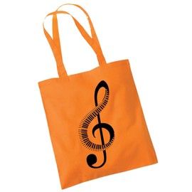 Bang Tidy Clothing Printed Tote Bag Slogan Women's Gift Idea 100% Cotton Piano Music Note Funny Beach Accessories Canvas Shoulder Bag - Orange