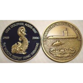 NAVY USS DOLPHIN AGSS-555  SUBMARINE CHALLENGE COIN