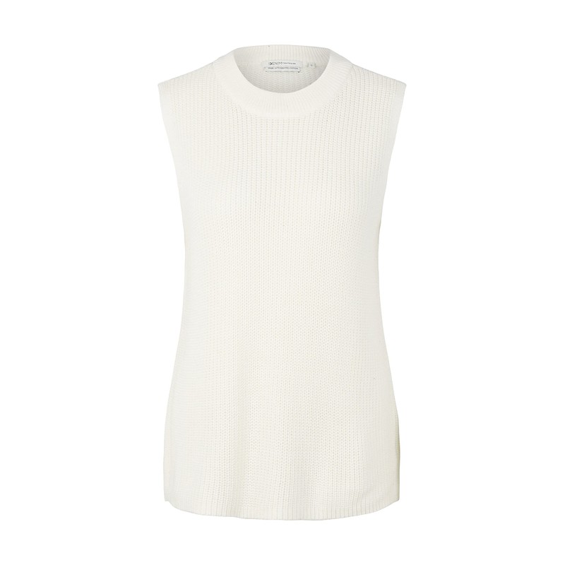 TOM TAILOR Denim Women's Crewneck Sweater Vest, 10348 Gardenia White
