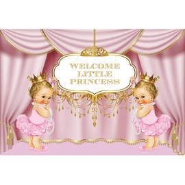 Yeele 10x8ft Welcome Little Princess Backdrop Sweet Baby Girl Backdrop for Photography Cute Newborn Infant Gender Reveal Party Background Photoshoot Luxury Stage Pink Skirt Backdrops