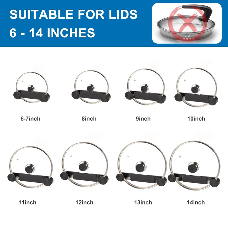 YONGAIJIA 4 Pack Adjustable Pot Lid Organizer Rack, Fits 6