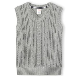Gymboree Boys and Toddler V-Neck Cable Knit Sweater Vest, Heather Grey, 12