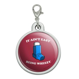 GRAPHICS & MORE It Ain't Easy Being Wheezy Asthma Inhaler Funny Humor Chrome Plated Metal Pet Dog Cat ID Tag