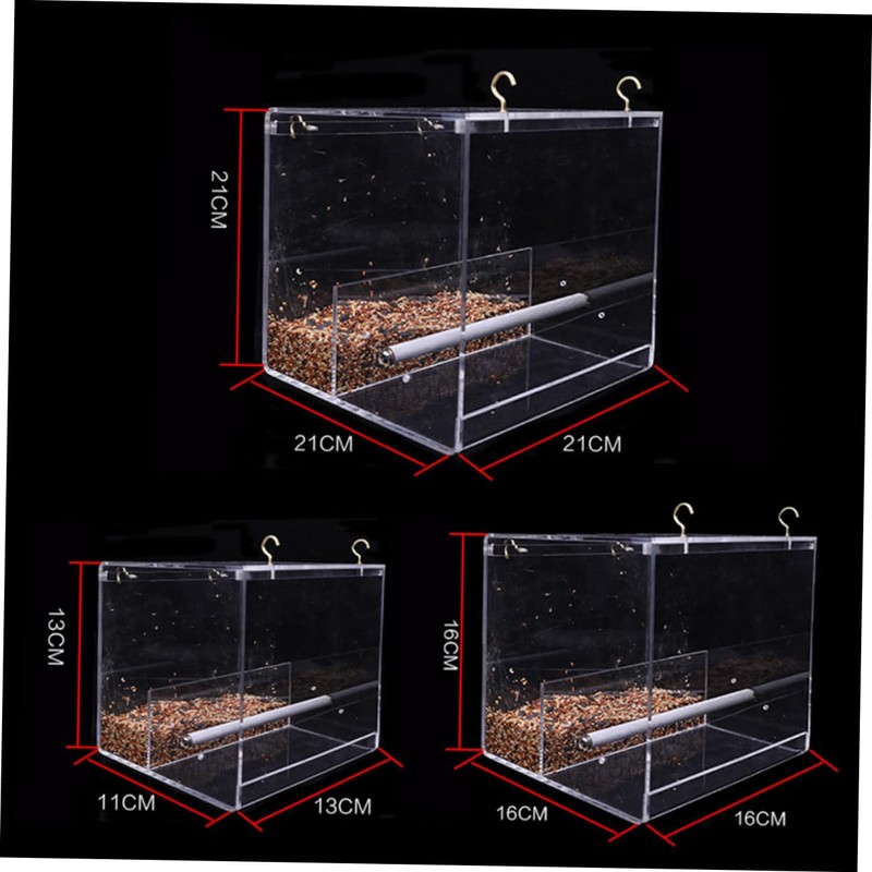 CIYODO Acrylic Transparent Bird Feeder with Removable Tray Large S