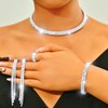 Reaky Rhinestone Choker Necklaces Silver Bridal Jewelry Sets 4 Pcs