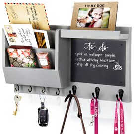 Ziivita Key Holder for Wall - Mail Holder Organizer Wall Mount with Shelf - Hanging Key Rack Hanger with Hooks Decorative for Home Letter Dog Leash Entryway Decor