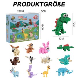 Lixstyea Pack of 12 Mini Building Blocks Animals - 3-in-1 Animals Building Block Toy Set, Construction Toy, Party Bag Children's Birthday, Gifts Children Over 6 Years, Girls and Boys (Animal)