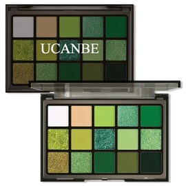 UCANBE- Esta paleta de sombras de ojos verde bosque de UCANBE es una mezcla de 15 impresionantes tonos verdes que tienen una textura aterciopelada y se aplican con suavidad, con acabados satinados m