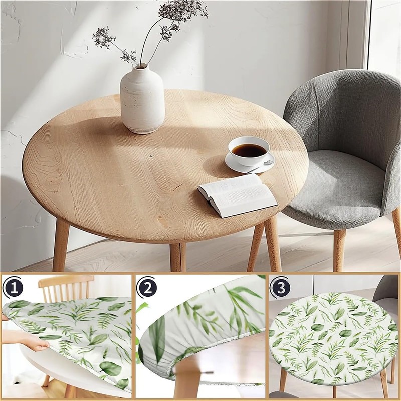Outdoor Round Tablecloth with Elastic Band Diameter 60 Inches -