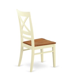 East West Furniture QUC-WHI-W Quincy Dining Room Chairs - Cross Back Solid Wood Seat Chairs, Set of 2, Buttermilk & Cherry