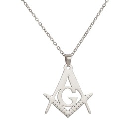 VASSAGO Masonic Necklace for Men Freemason Symbol Pendant Necklace Accepted Masons Pendant Jewelry Stainless Steel Pendant Necklace (silver)