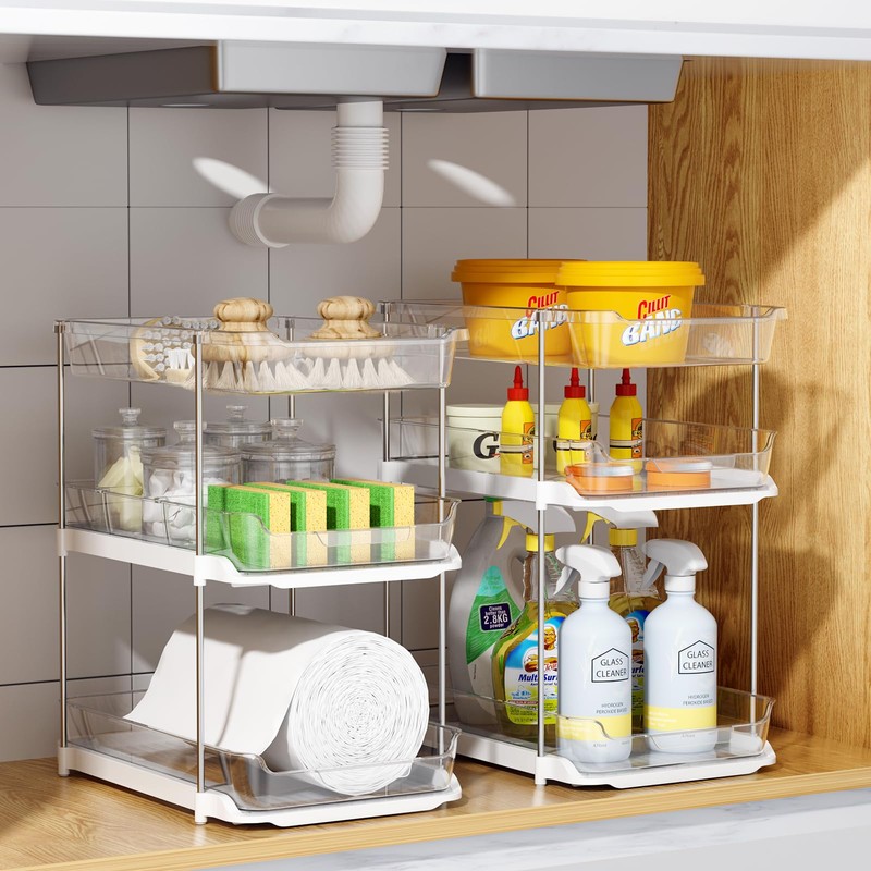 Delamu 2 Sets of 3-Tier Bathroom Under Sink Organizers and