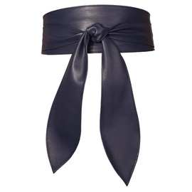 Corsé de piel con orejas de conejo anchas para mujer, con lazo envolvente, bohemio, elegante, para vestidos, Azul oscuro, L