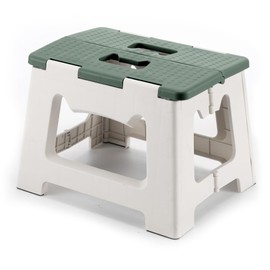 ZLMHYYM 9'' Folding Step Stools for Kids and Adults, Hold Up to 300 lbs, Portable Foldable Step Stool for Toddlers, Plastic Small Collapsible Stepping Stools with Handle for Kitchen Bathroom (Green)