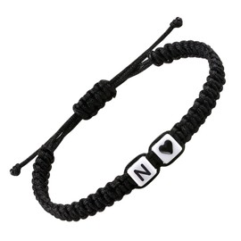 Christmas Gift Valentine's Day Gift Ideas Letter Initial Bracelet for Men Women Teens Son Daughter,Cute Anniversary Birthday Gift Matching Couple Bracelets for Him Her Boyfriend Girlfriend (N)