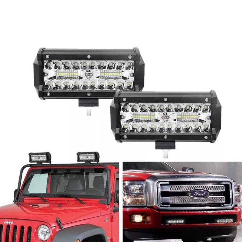 7"inch LED 2400W Work Light Bar Flood Spot Combo Fog