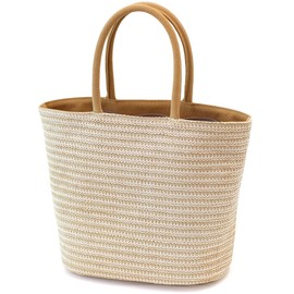 BBORGDC Handmade Yellow Straw Tote Bag for Women - Original Design Woven Beach Handbag, Perfect for Vacation, Travel, Daily Use, Lunch Bag