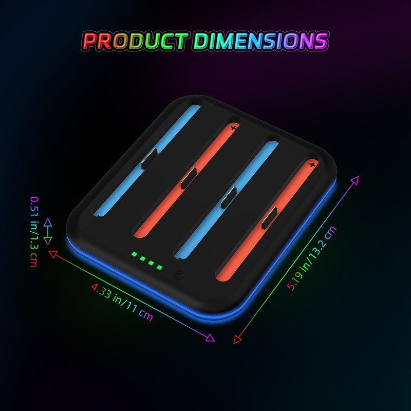 JDDWIN Switch 2 Controller Charging Dock, 4-in-1 Fast Charging Dock