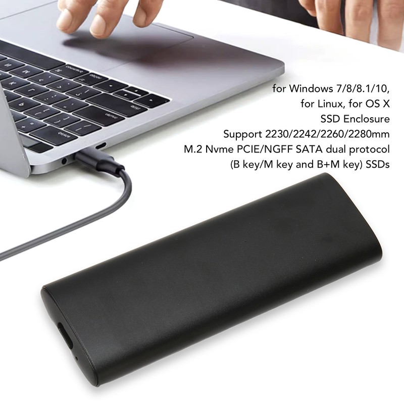 M.2 NVME SATA SSD Enclosure Adapter USB 3.2 Gen 2