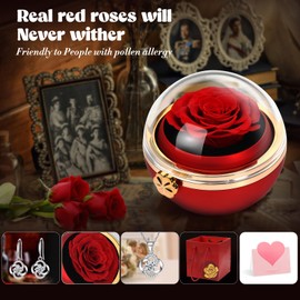 Elekin Real Rose Gift for Her Preserved Infinity Rose Gift for Women Girlfriend Her Sister Wife Mother for Birthday Wedding