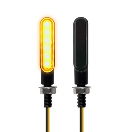 HI-LINE Motorcycle Turn Signal, LED, Flowing Turn Signal, Waterproof, 12 V, General, High Brightness, Sequential, Highly Functional, Left and Right Set, E-Mark Certified, Black/Black