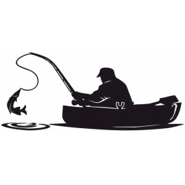 AVISA Fisherman Fishing on Boat with Fish -  Sticker Decal