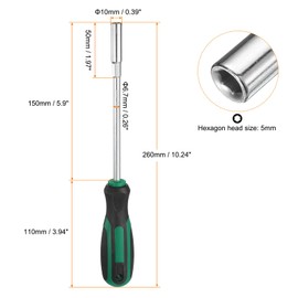 HARFINGTON 2pcs Metric Nut Driver 5mm Dia 150mm Round Shank CR-V 6 Point Hex Hexagon Socket Wrench Screwdriver with Non-Slip Handle for Tightening and Loosening Fasteners