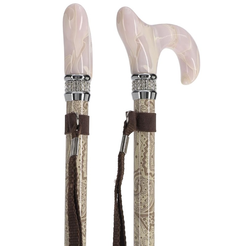 Royal RC Canes Designer Folding Bold Canes for Women, Creme