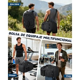 SDYSM Maleta Deportiva Hombre 45L Mochila Gym | Negro 2 en 1 Mochila Con Compartimento de Zapatos