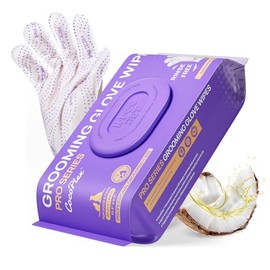 HICC PET Glove Wipes Pro – Pet Cleaning Gloves for Dogs & Cats – Infused with Coconut Oil & Plant Extracts – Hypoallergenic, Gentle, Spa-Like Care at Home, Portable 6 Pack-Coconut Scent