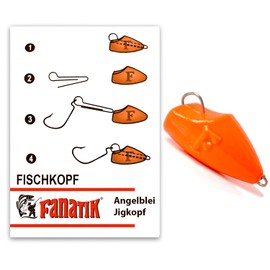 FANATIK Cheburashka Fish Head Jig Head Lead Head Change Lead Fishing Lead Head Zander Ground Lead Fishing Set Lead Ball for Rubber Fish Rubber Bait 3 g - 50 g (50 g - 3 Pieces, Orange - 023)
