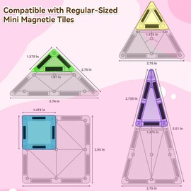 Mini Magnetic Tiles,78PCS Travel Magnetic Tiles Set with Iron Box,Portable Building Blocks for Kids Ages 3+,Car Airplane Travel Essentials Kids Toy,Creative STEM Toys Birthday Gift for Boys & Girls