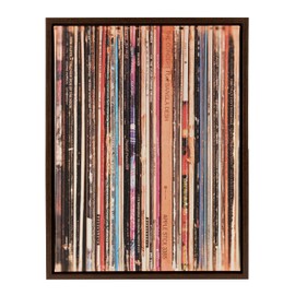 Kate and Laurel Sylvie Record Album Sleeves Framed Canvas Wall Art by Robert Cadloff, 18x24 Walnut Brown