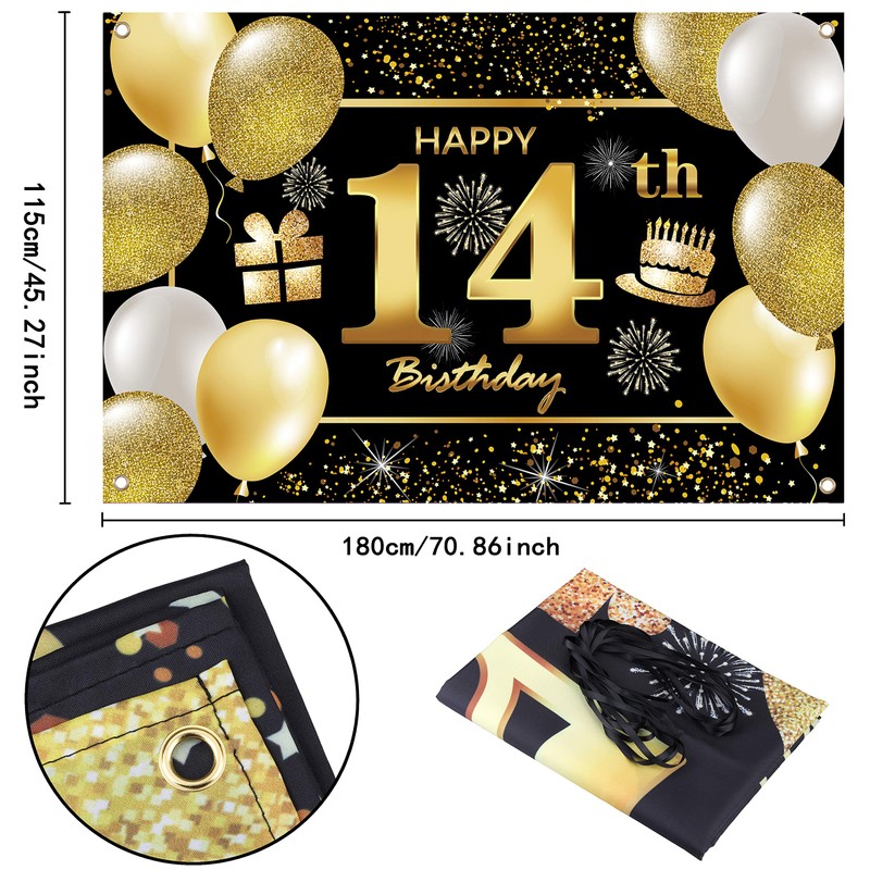 14th Happy Birthday Banner IMISI Birthday Decorations Birthday Backdrop Decorations